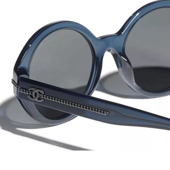 Chanel 5511-A 503/S4 Dark Blue Round Asian Fit 52-20-140mm Sunglasses - Picture 2 of 7